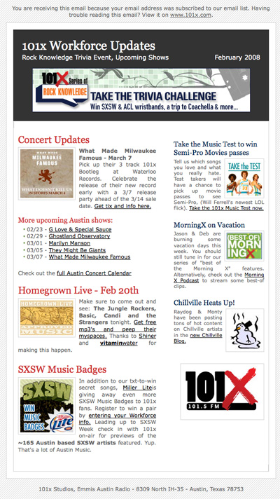 101x newsletter - timduke designed